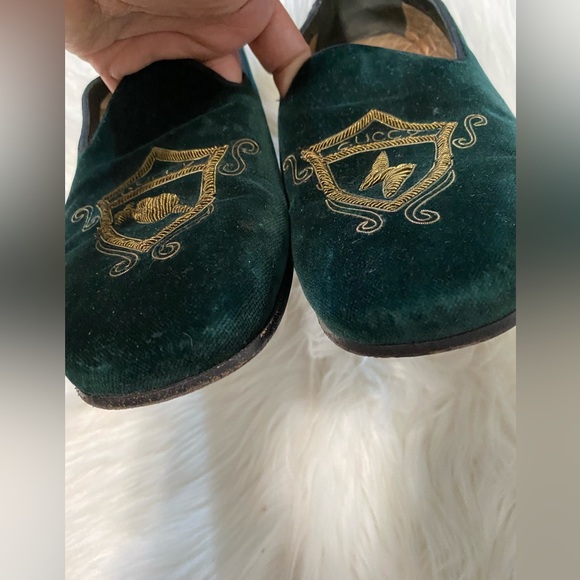 Gucci Velvet Crest Embroidered Mens Loafers size 10.5 - Picture 5 of 11
